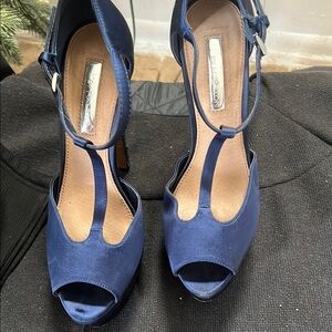 Blue Peep-Toe Heels